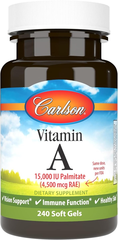 Carlson - 维生素A, 15000 IU Palmitate(4500 mcg RAE),视觉健康,健康皮肤,240软胶