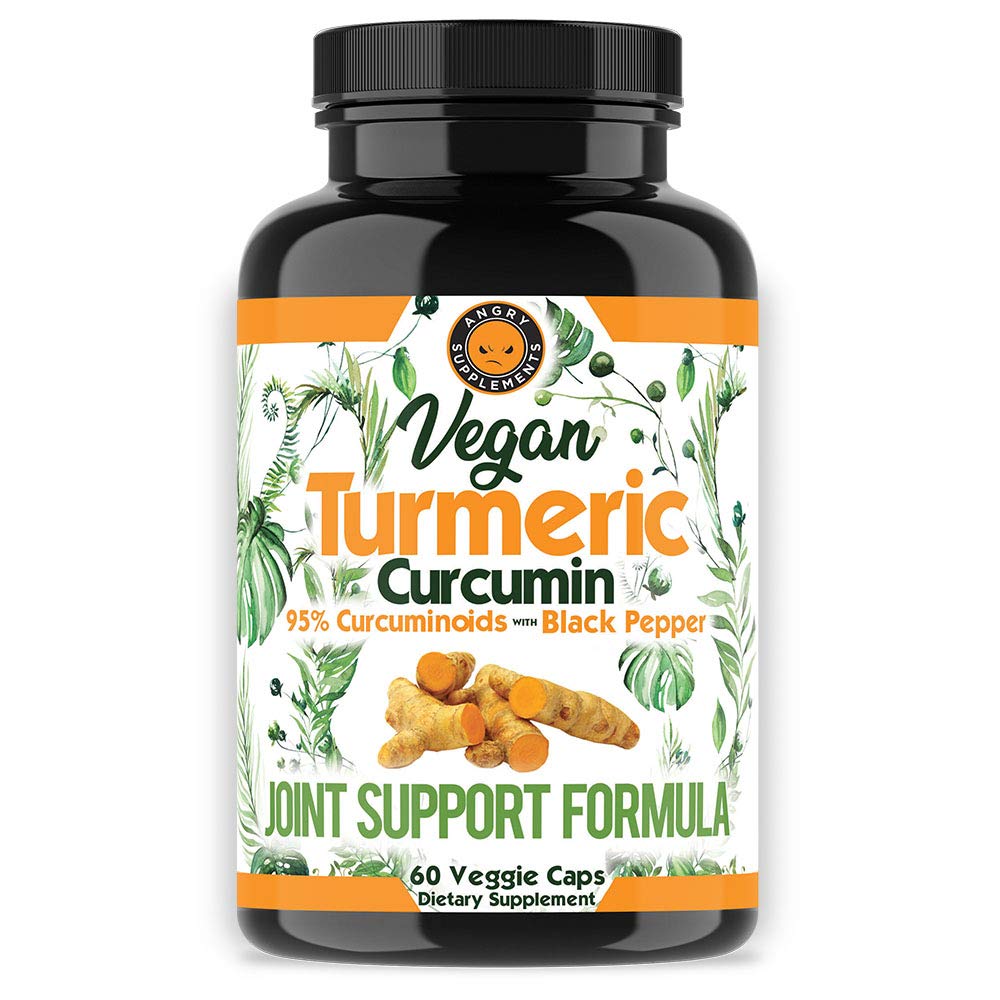 Vegan Turmeric Curcumin with Black Pepper 提取(60 Veggie Capsules-2月供应),95% Curcuminoids - 所有天然强抗氧化剂,用于联合支持和救济(1-瓶)