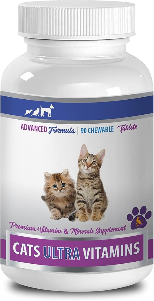 羊肉的维生素 - 猫肉的超维生素 - 健康矿物和维生素配方 - Chews - 猫钙补充剂 - 1瓶(90 treats)