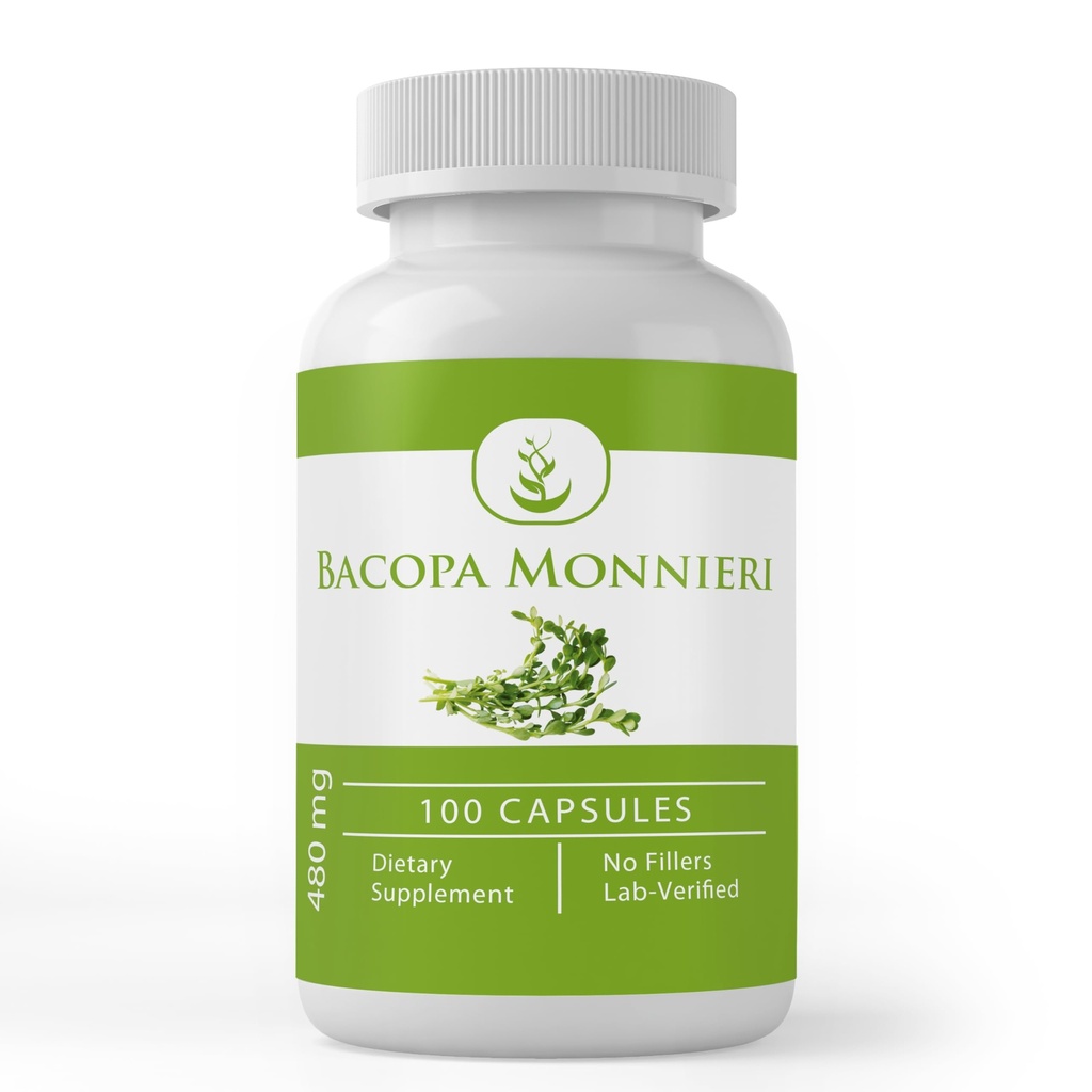 纯原始成份 Bacopa Monnieri, (100 Capsules) 永远纯净, 无添加剂或填充器, 实验室验证