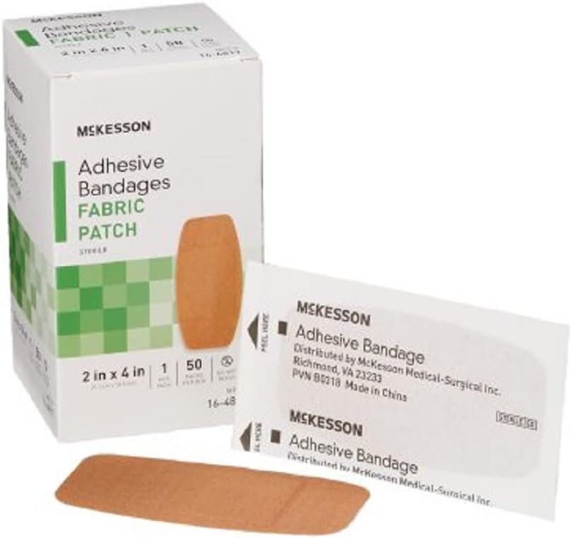 McKesson Adhesive Bandages, Sterile, Fabric 补丁, 2 in x 4 in, 50 Count, 1 Pack , 2 in 4 in, 50 Count, 1 Pack , 4 in, 3 in 4 in, 50 Count, 1 pack , 4 in 4 in, 4 in, 50 Count, 1 pack , 4 in 4 in, 4 in 4 in, 1 pack