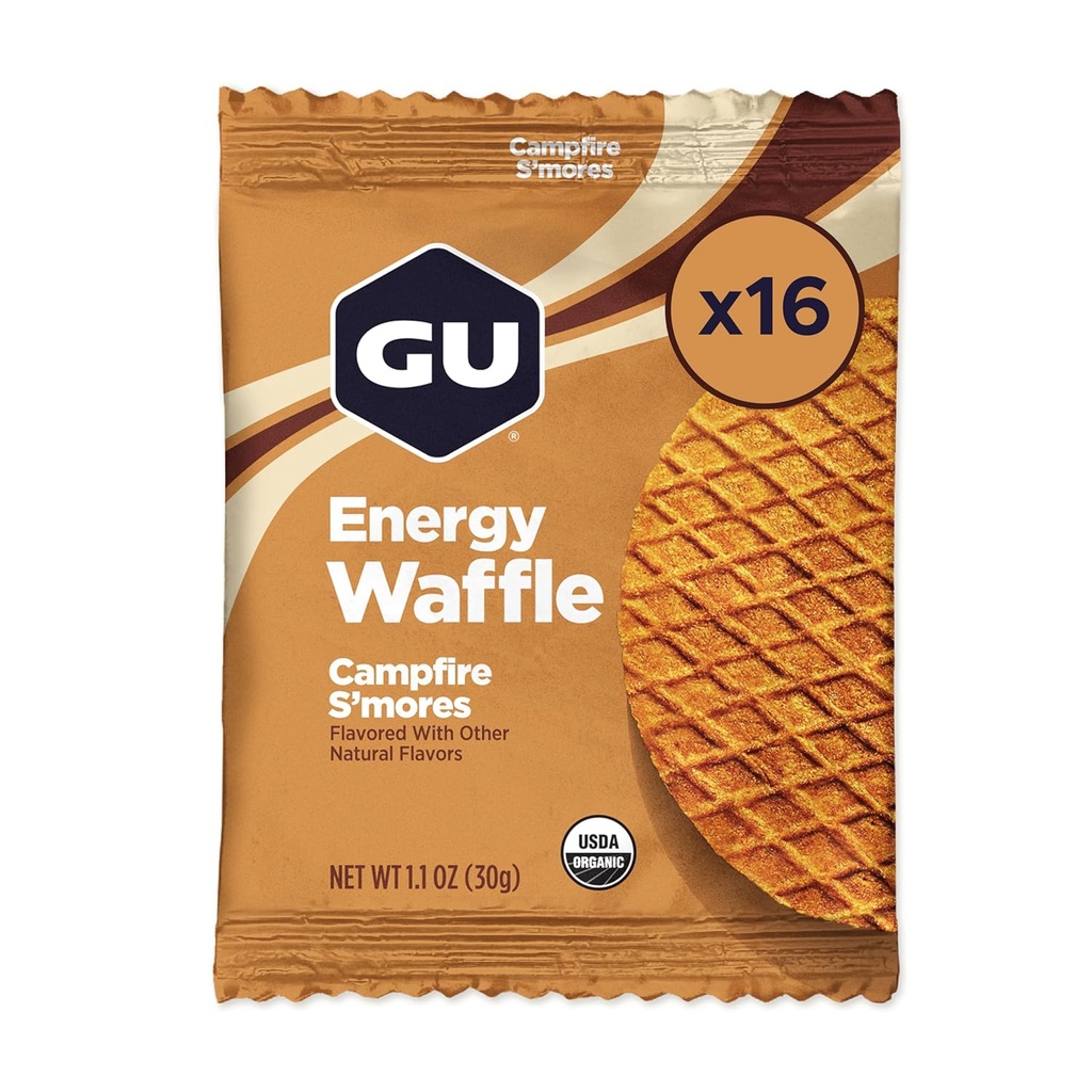 GU Energy Stroopwafel Campfire S'more 运动营养瓦夫尔,无咖啡因,以及Kosher 奶制品,任何工作都可用On-the-Go能源,16 Counter