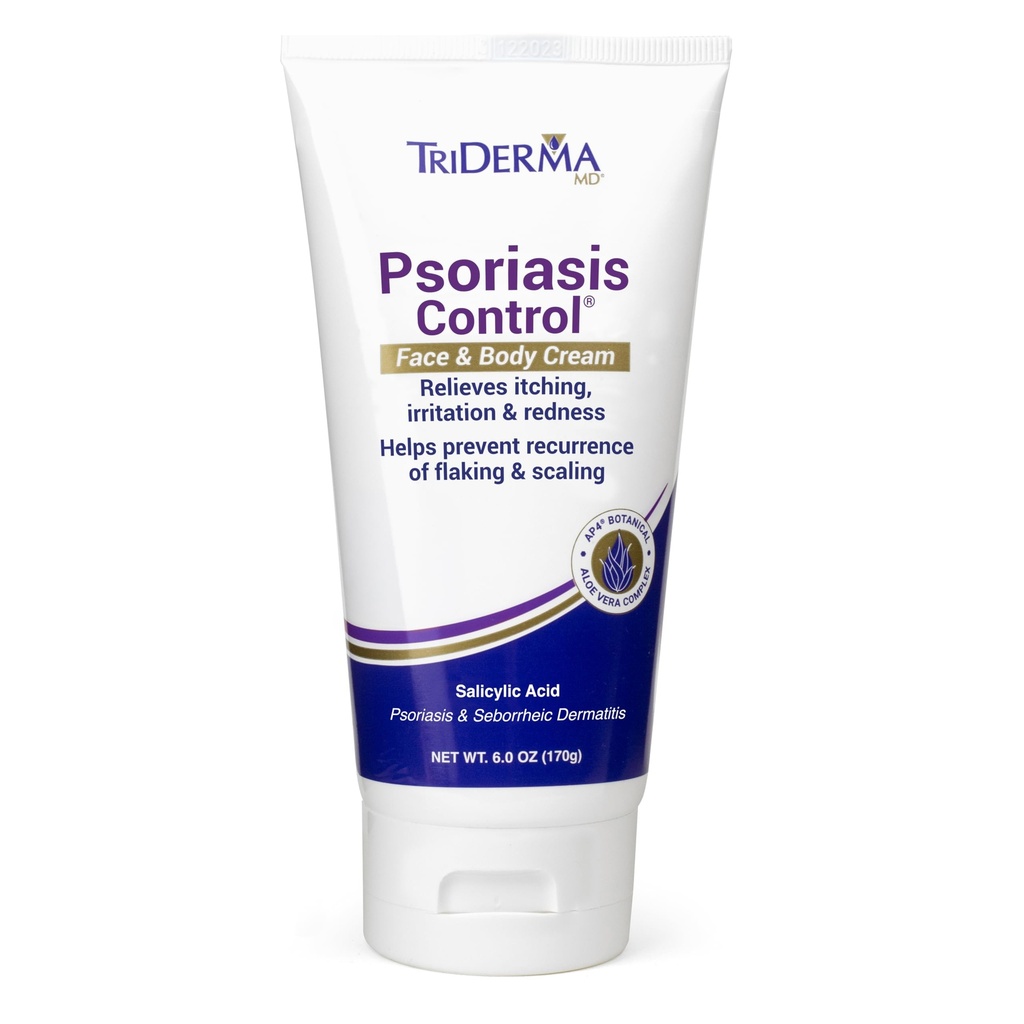 TriDerma Psorias Control Face & body Cream - 最大强度为3%的盐碱酸,AP4 Aloe Vera Gel,Urea Cream - 外消毒处理,无柯蒂斯酮或煤塔 - FSA 合格 - 6 Oz