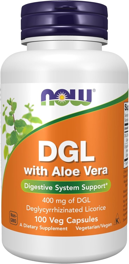 Now Foods 补充食品,DGL 与 Aloe Vera (Deglycyrrhized Licorice) 饮食补充食品,100 Veg Capsules