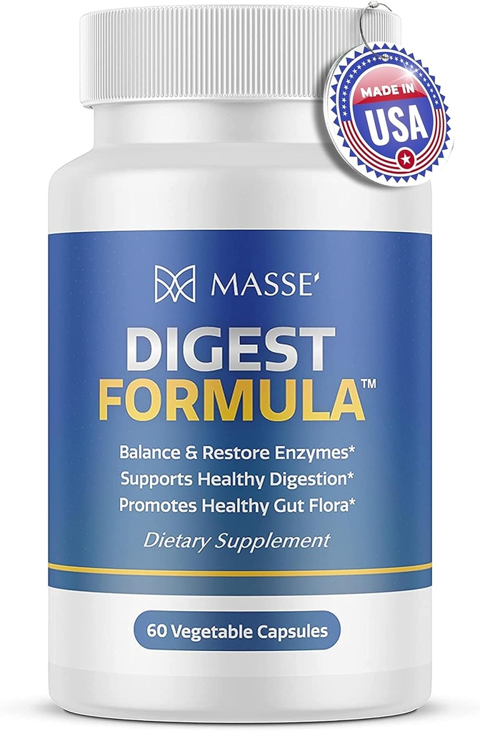 MASSE的文摘公式 补充 Enzyme Boost Capsules - 消化健康与Gut Flora 支持的高级公式 - 天然有机酶补充 消化护理与过度增长 - 60 Counter