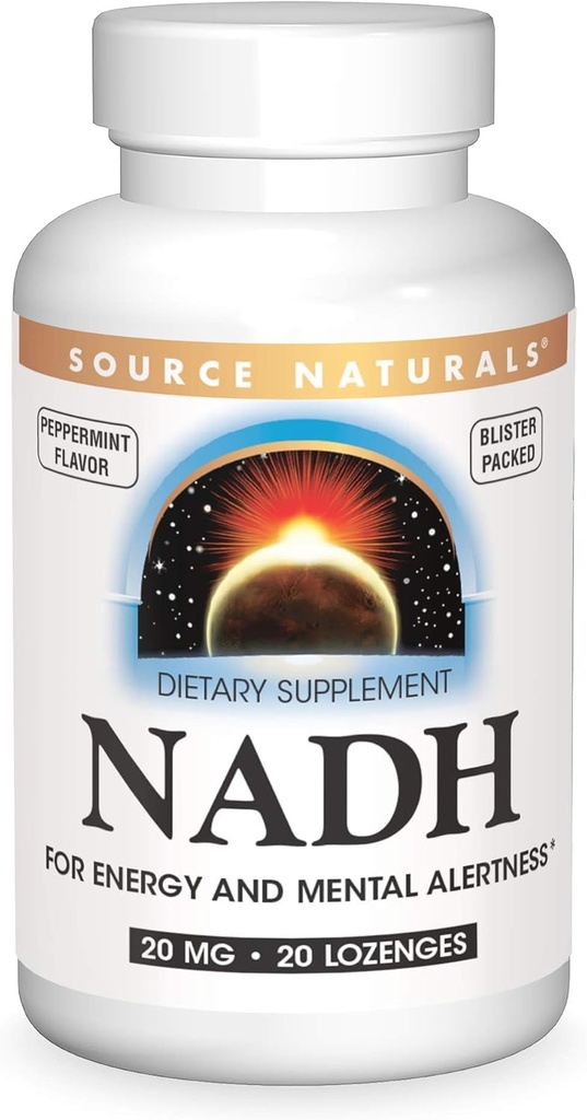 资料来源:NADH 20mg,促进能量和精神警报* - 20 Lozenges
