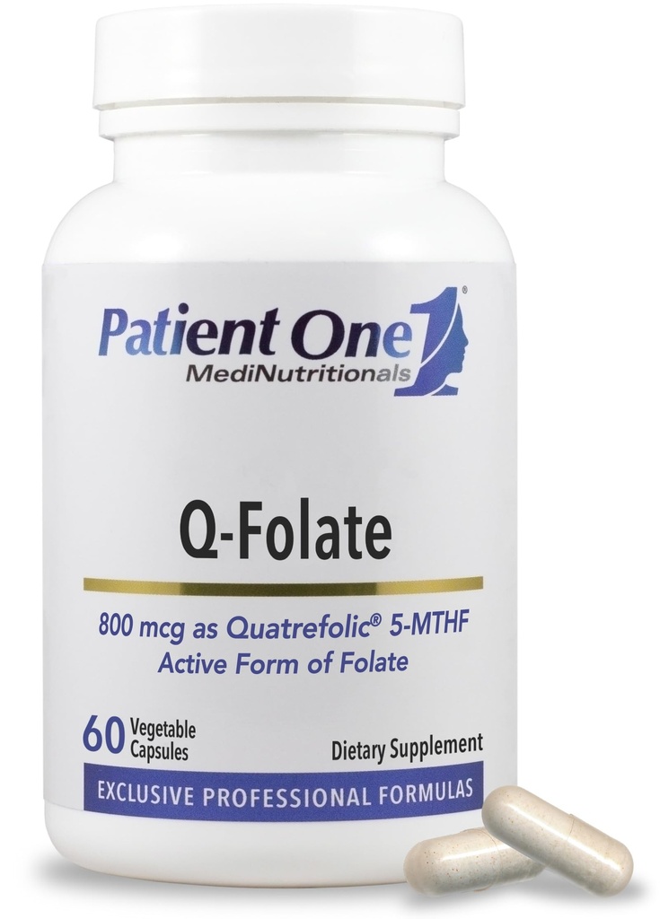 Patient One Q-Folate 800mcg | Supplement to Support Energy, and Brain and Heart Health* | with Quatrefolic 5-MTHF Folate | 60 Capsules