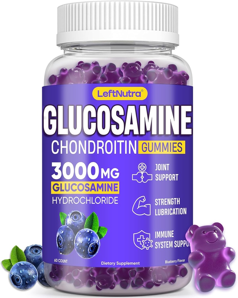 Glucosamine Chondroitin Gummys 3000mg, 高级 Glucosamine Chondroitin Msm, 联合支助补编, 抗氧化剂免疫支持, 骨骼和联合灵活性, 强度和流动性, 蓝莓火焰