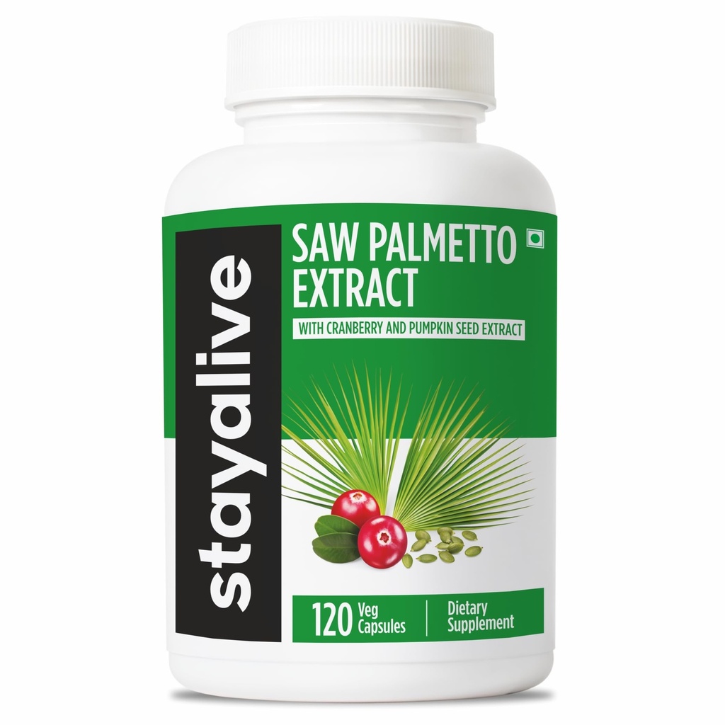 保持活泼的棕榈油(SAY ALIVE Saw Palmetto) 提取卡普苏莱斯w/Cranberry & 南瓜种子油,120 维冈药丸换头发,U.T & Prostate,纯的棕榈油(Pure Saw Palmetto) 男女,非GMO,Gluten Free Pumkin种子补编