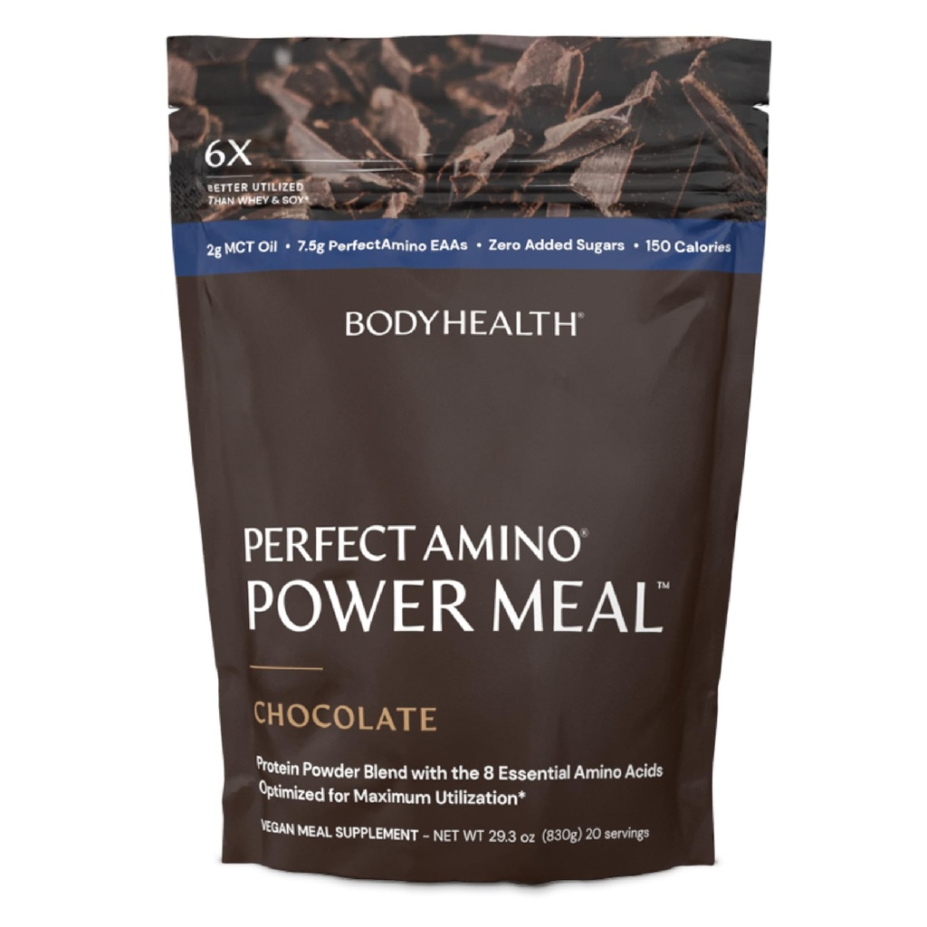 身体健康完美 Amino Power Meal Shake 新暗巧克力火焰 与MCT Oil Carb 10和完美氨基蛋白基地(20架)