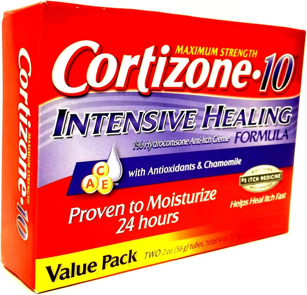 10 最大结晶加热疗效 1% 氢化cortisone Anti Hitch Cream 2 20z Tubes, 总计 4 oz