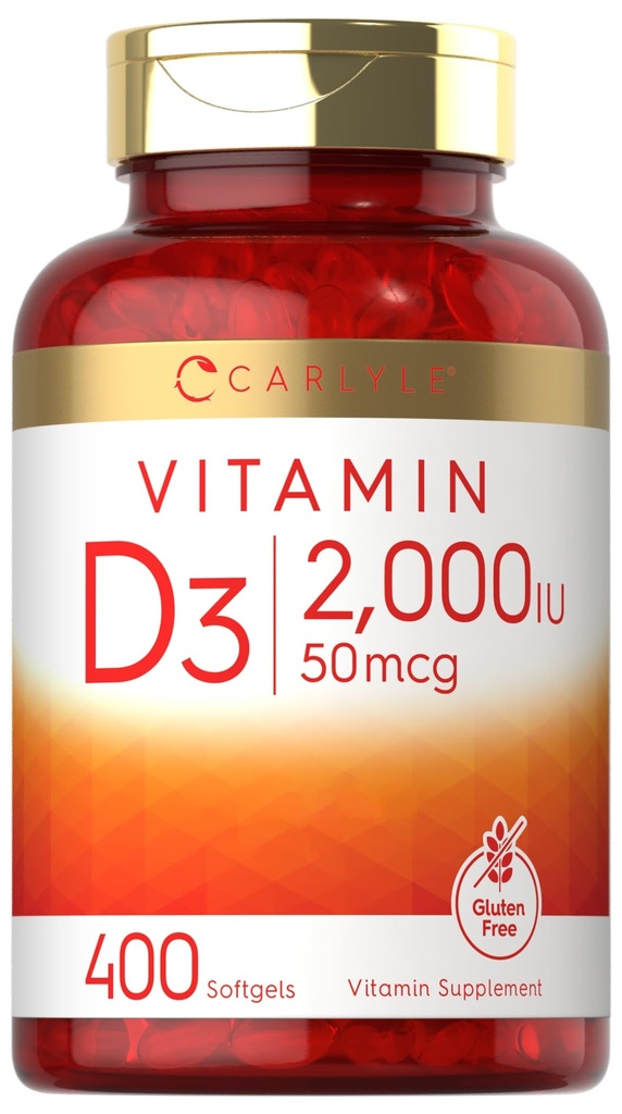 卡莱尔维生素D3 2000IU Softgels → 400 Counter → Non-GMO,Gluten Free Formula → 50 mcg → Vitamin D 补充