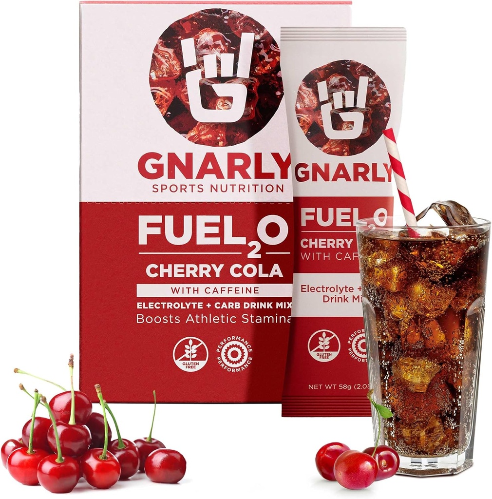 Gnarly营养 Fuel2O 电解质粉包 樱桃可乐 – 电解质溶液 燃料 增量和回收 – Fuel2O 耐力 营养 – Cherry可乐 10 Pack