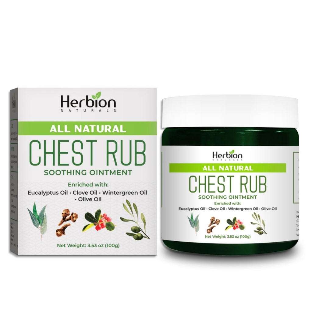 HERBION Naturals Chest Rub - 给成人和儿童的舒缓蒸发剂 2+ - 缓解咳嗽、寒冷、鼻塞和胸塞 - 减少肌肉和联合水管 (3.53 Oz (Pack of 1))