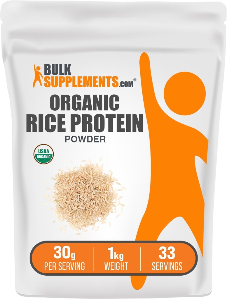 Bulk Assupports.com 有机水稻蛋白粉 - 维根植物蛋白,无味 - 维根 & Gluten Free,每服30克,1kg(2.2磅)(包1)