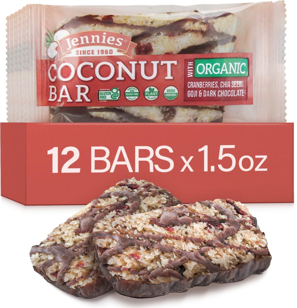 Jennies Raw Organization Goji Moji Coconut Bar, 1.5oz (12 Pack) 花生自由 格鲁滕自由