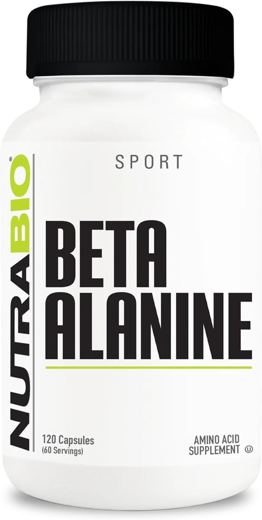 NutraBio Beta-Alanine 补编,800mg - Buffer 战术酸、肌肉肥胖和酸盐的无糖前期工作补编,120卡普尔