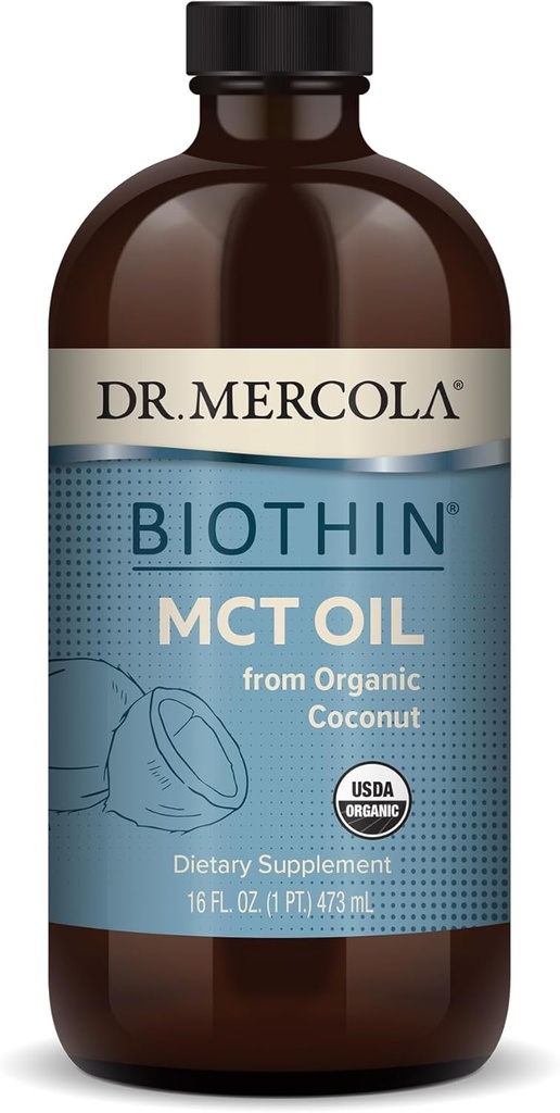 Mercola Biothin博士 有机MCT Oil, 约31种服务(16Fl.Oz.)、非转基因生物、Gluten Free、Soy Free和USDA有机产品