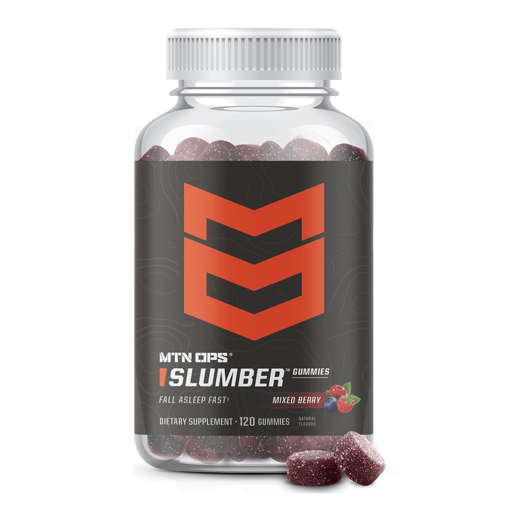 MTN OPS Sleep Gummys – 60 services, Tart Cherry 1000mg, Melatonin 2.5mg, 查莫林, 天然火焰, 美国制造, 混合莓, 夜间睡眠援助