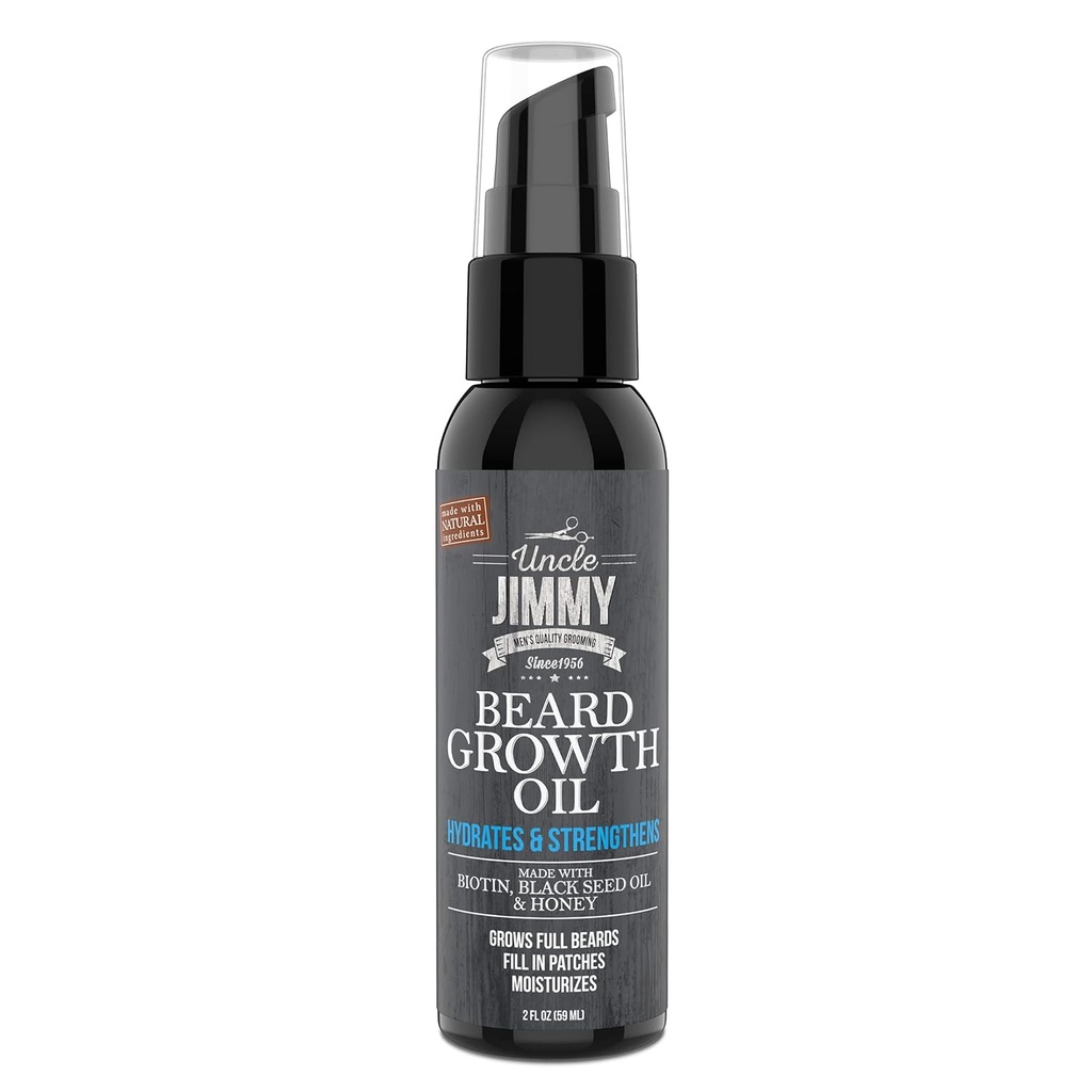 Jimmy Beard Growth Oil with Biotin – Thicker, Fuller Healter Beard – Grooming 的男性面部毛发治疗 – 增加厚度和第二卷 Fl Oz
