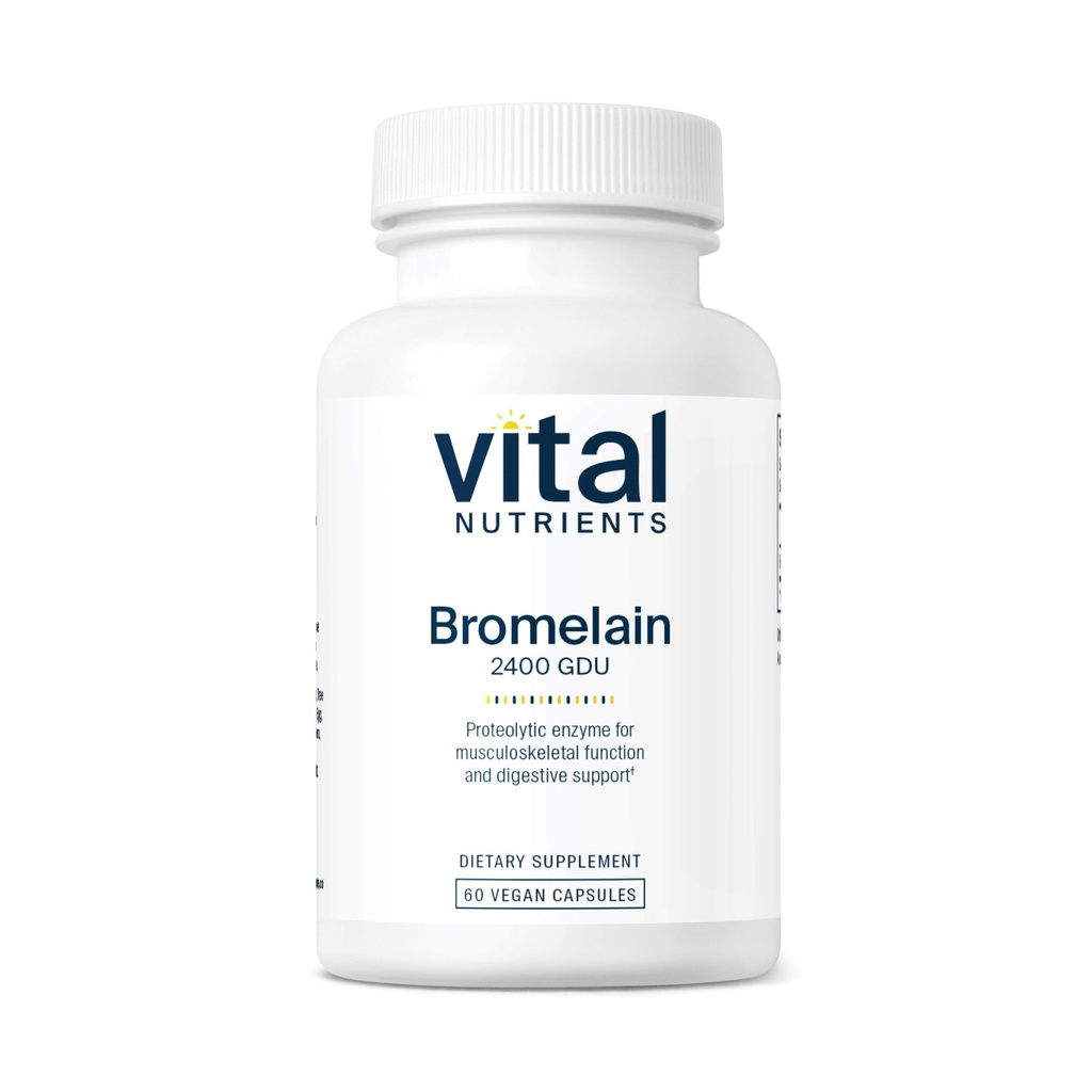 支持蛋白质文摘的维他命营养素 Bromelain 2400 GDU | Vegan Bromelain 补充材料 * | Pineapple | Gluten 的消化酶 乳品 豆类 自由 | N-GMO 60 Capsules