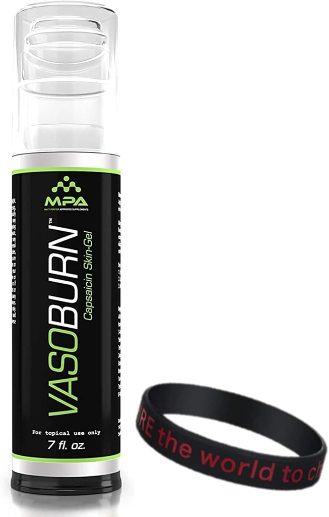 MPA Vasoburn Capsaicin Skin-Gel Pump Bottle, 目标 Stubborn Areats, Capsaicin Cream, Yohimbine Cream, 捆绑着一个动机的Wristband Bracelet 来激励和支持你(7 oz.