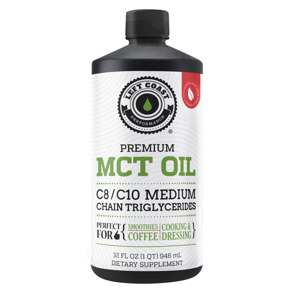 100%椰子MCT 油液 - MCT 油 C8 C10 用于持续精神能量和重点支持 砂拉越咖啡和更多 - 棕榈自由 Vegan Keto & Paleo Friendly 60+ 服务(32 Fl Oz)