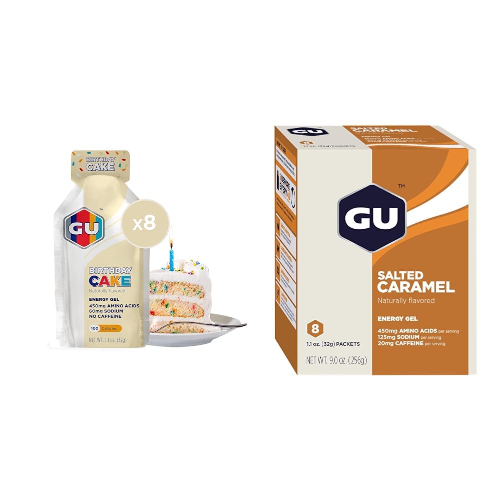 GU 能源 原始体育 营养 能源 Gel, 8-County birthday Cake 和 8-County Sated Caramel Flavors 等