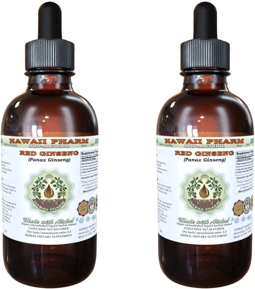红金生无酒精液体提取,有机红金生(Panax Ginseng)干根甘油天然草药补充剂,夏威夷药典,美国 2x4 f.oz