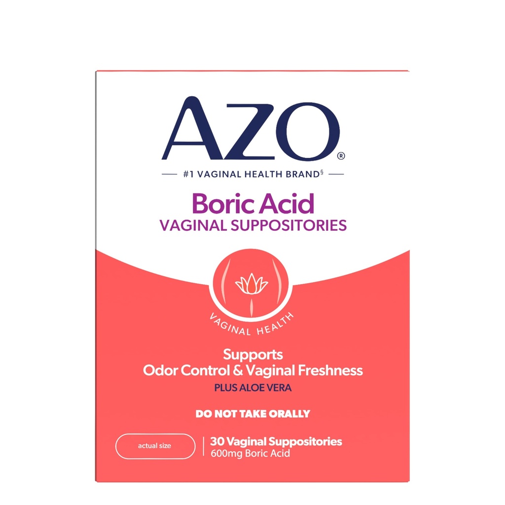 AZO® Boric Acid 阴道药具,帮助支持口腔控制和近身健康,临床研究 Boric Acid, Non-GMO, 30 Counter