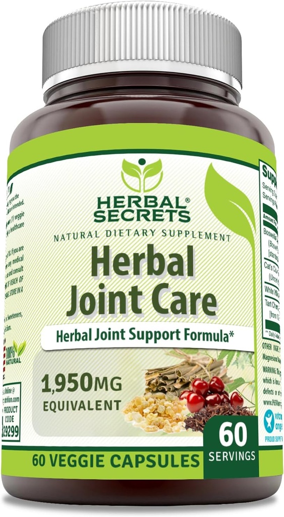 草药秘密联合护理 1950 Mg / Service Supplement | Veggie Capsule | 包含 Boswellia 提取,白柳,猫的爪子和塔特樱桃 | | 美国制造 (1 Pack, 60 Counter)