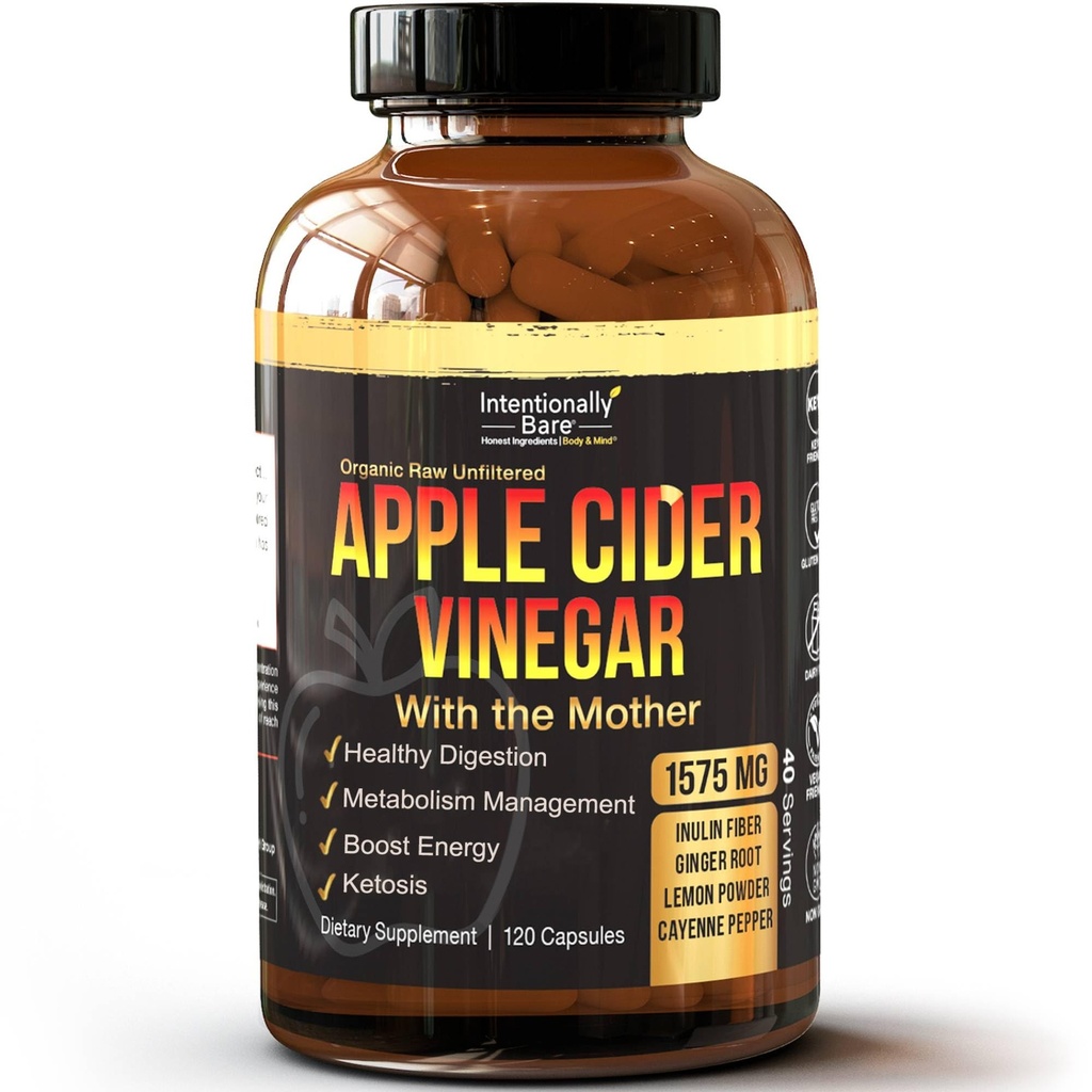 有意与Capsules母亲一起使用淡苹果苹果苹果醋 -- -- ACV Capsules配有姜、柠檬、卡延和胰岛素 -- -- Keto Friendly and Gluten Free for Energy, unition and Gut Health -- -- 120 Capsules