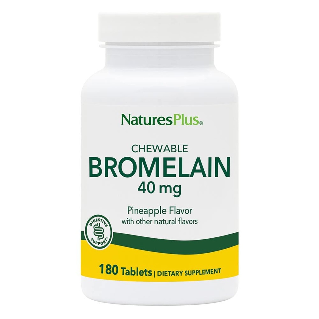Natures Plus Chewable Bromelain - 40 mg - 天然蛋白质酶补充剂 - 180 脆片(180 services)