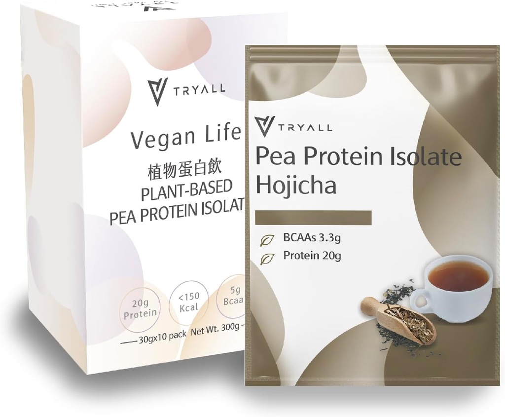 TRYALL 植物基 Pea蛋白粉溶胶(20g of Protein) 旅行萨切(Hojicha,10包)