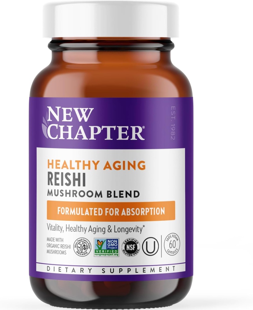 新篇章 Reishi蘑菇 - LifeShield Reishi for Health Aging + 有机 Reishi蘑菇 + Vegan + 非 GMO, Nootropic Infements - 60 cm