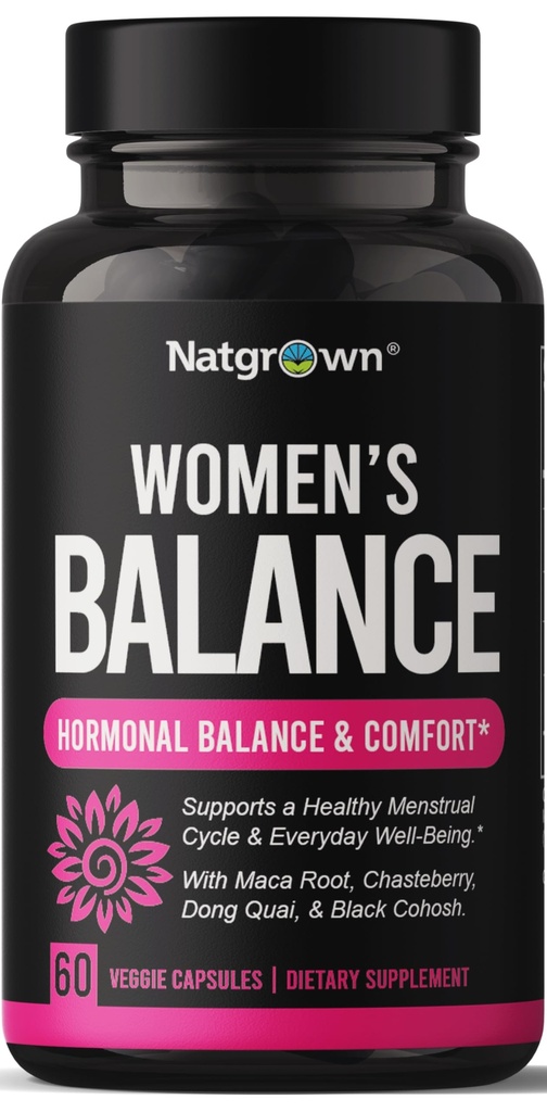 孕激素和月经支持的Natroduct Hormone 平衡 女性 PMS & Menopause 补充 生育激素和月经支持 帮助救济热闪电 - Maca Root, Vitex, Dong Quai & Black Cohosh Complex - Vegan Capsules