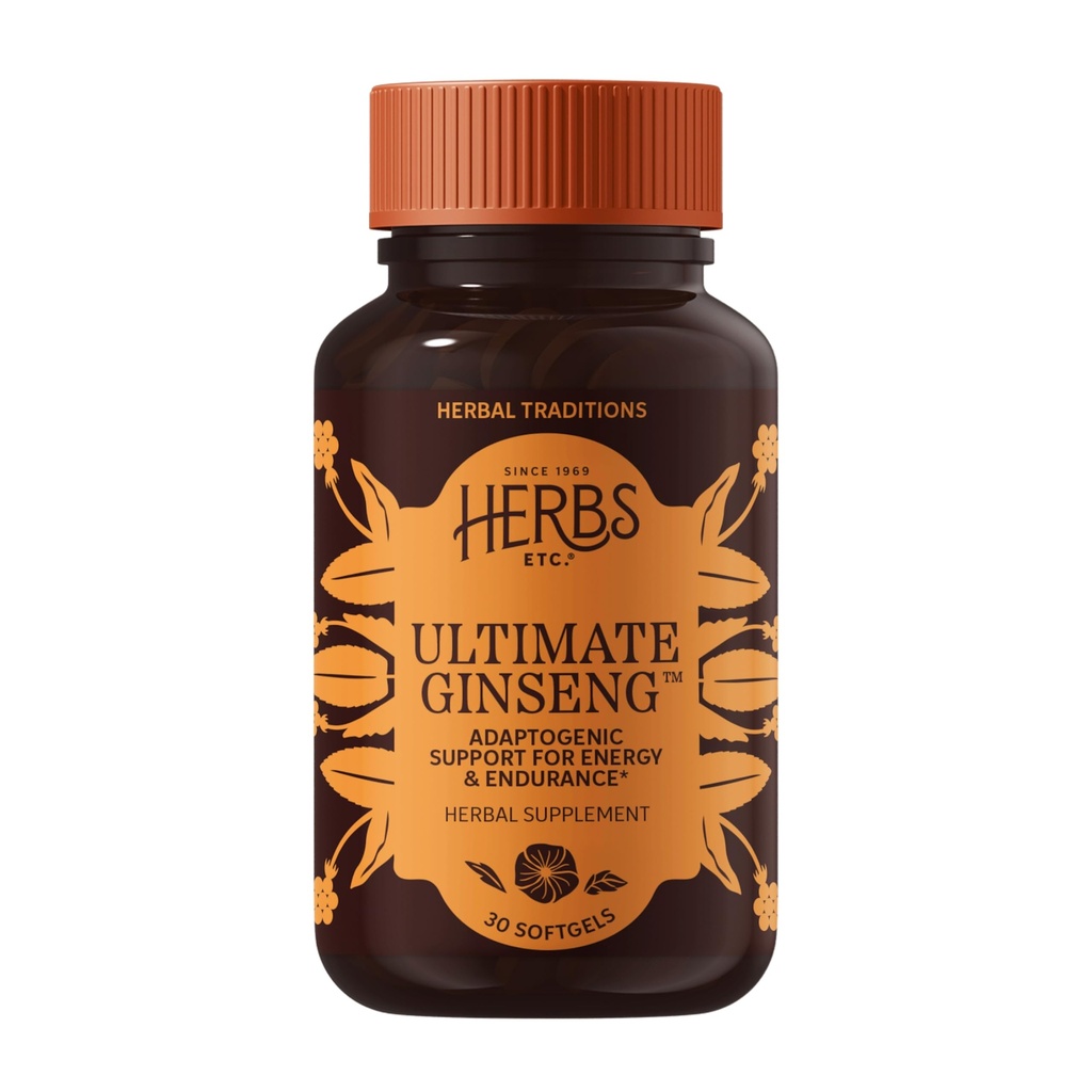 Herbs Etc. Ultimate Ginseng Softgels - 支持连续的体育活动 - 辅助脑健康 - 支持身体和智力活动的每日Stamina - Free - 30 Softgels (30名服务员)