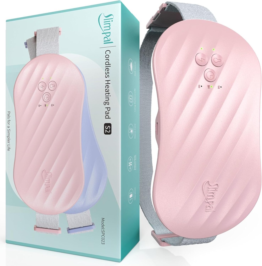 Slimpal AI Portable Heating Pad for Phield Cramps, Smart AI Heat Chip, 电动无衬衫热带换背带, Belly, Waist, 胃, Menstrual Weating Pad Gifts for Girl Women Her Pink S2