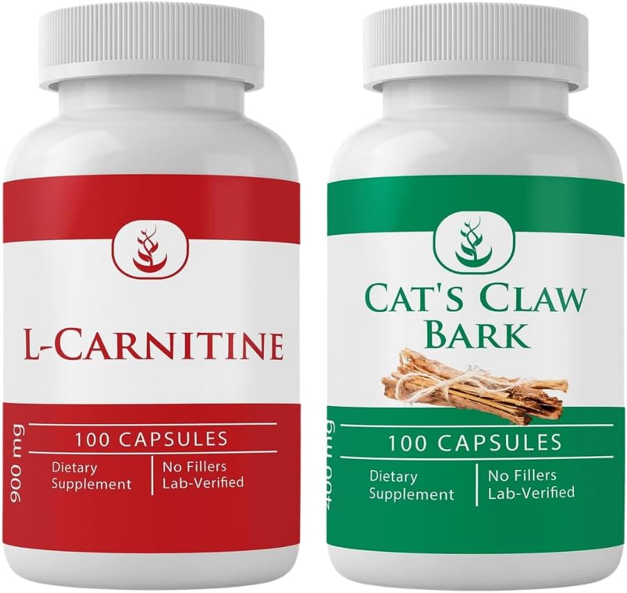 L-Carnitine和猫爪棒盒 每人100盖,永远纯净,没有添加剂或填充剂