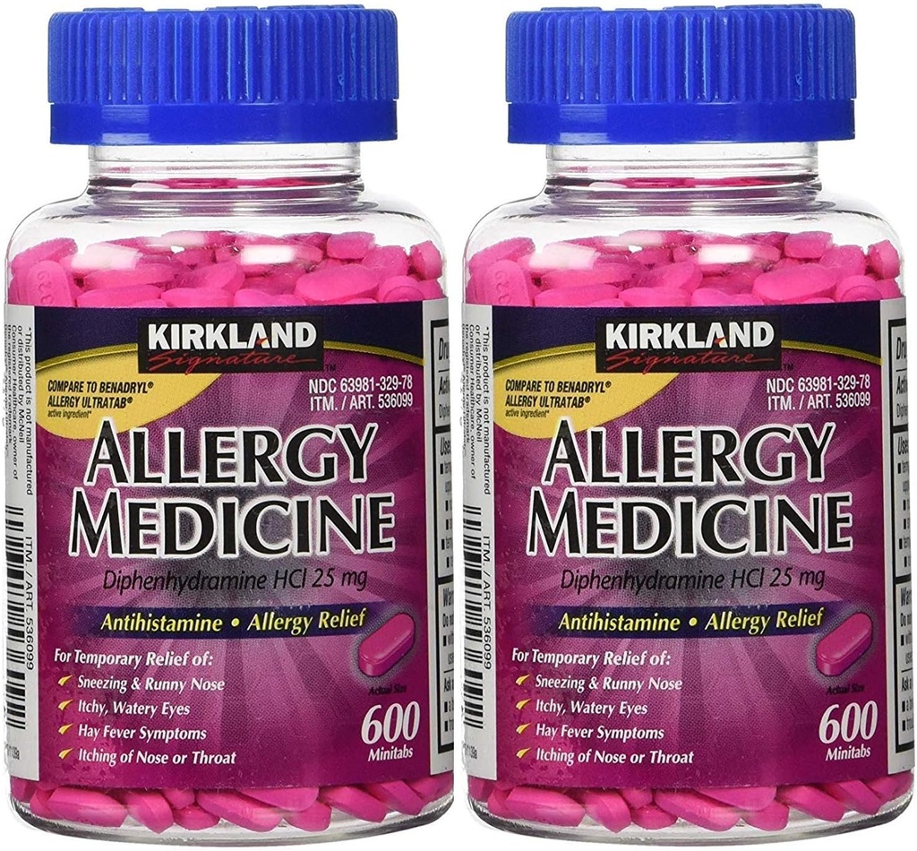 Kirkland 签名过敏药 二苯胺 CHI 25 mg - 600 minitabs - 2 Pack