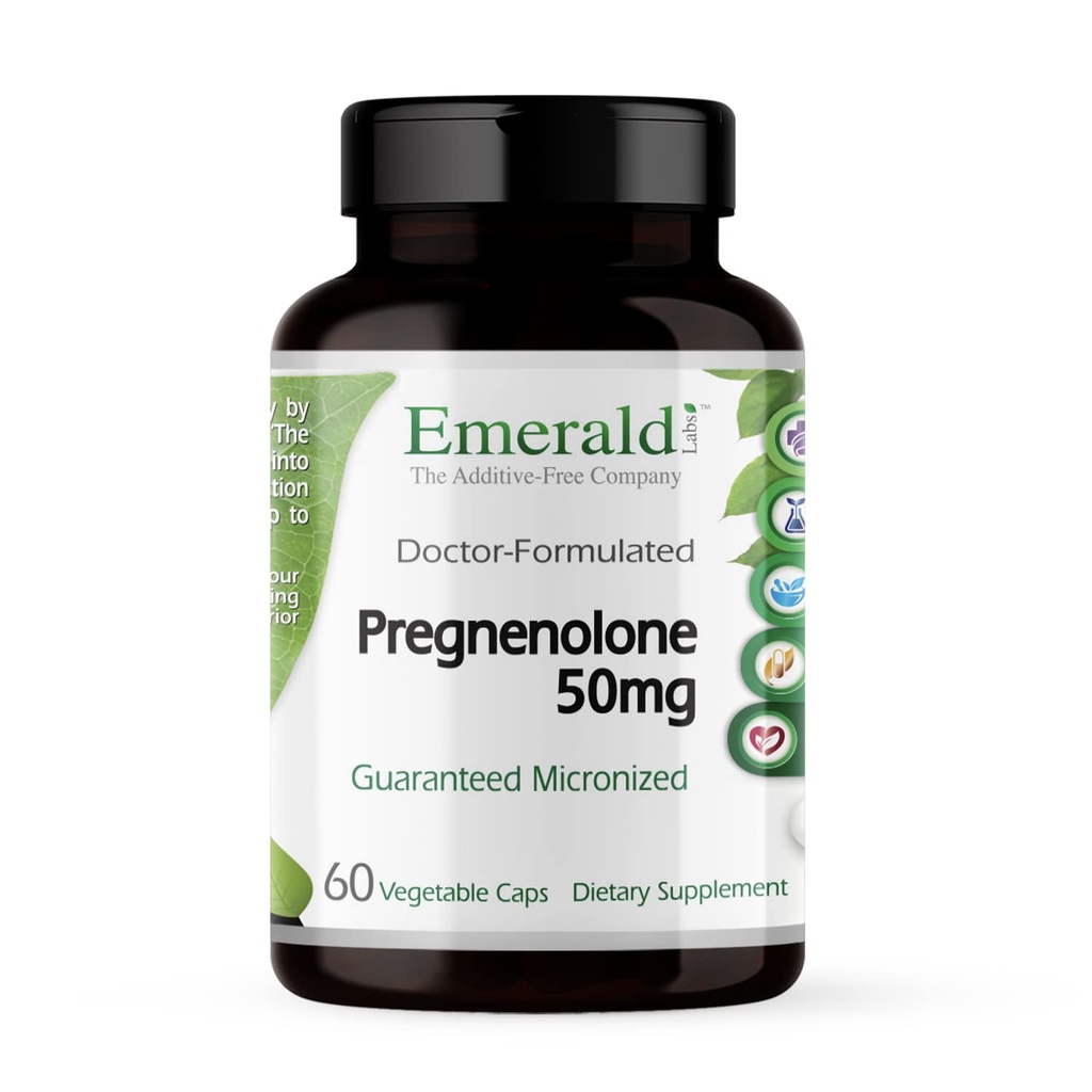 EMERALD LABS Pregnenolone 50mg - 帮助大脑健康、免疫支持和激素平衡的Premium Wellness 补充剂 - 无胶质 - 60个蔬菜罐头(30天供应)