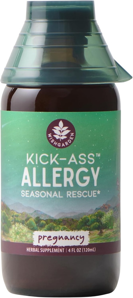WishGarden Herbs Kick-Ass过敏妊娠 - 植物草药过敏补充剂 w/Netle Leaf, Echinacea & Yerba Santa,安全支持对季节性刺激剂的健康组织胺反应,4oz