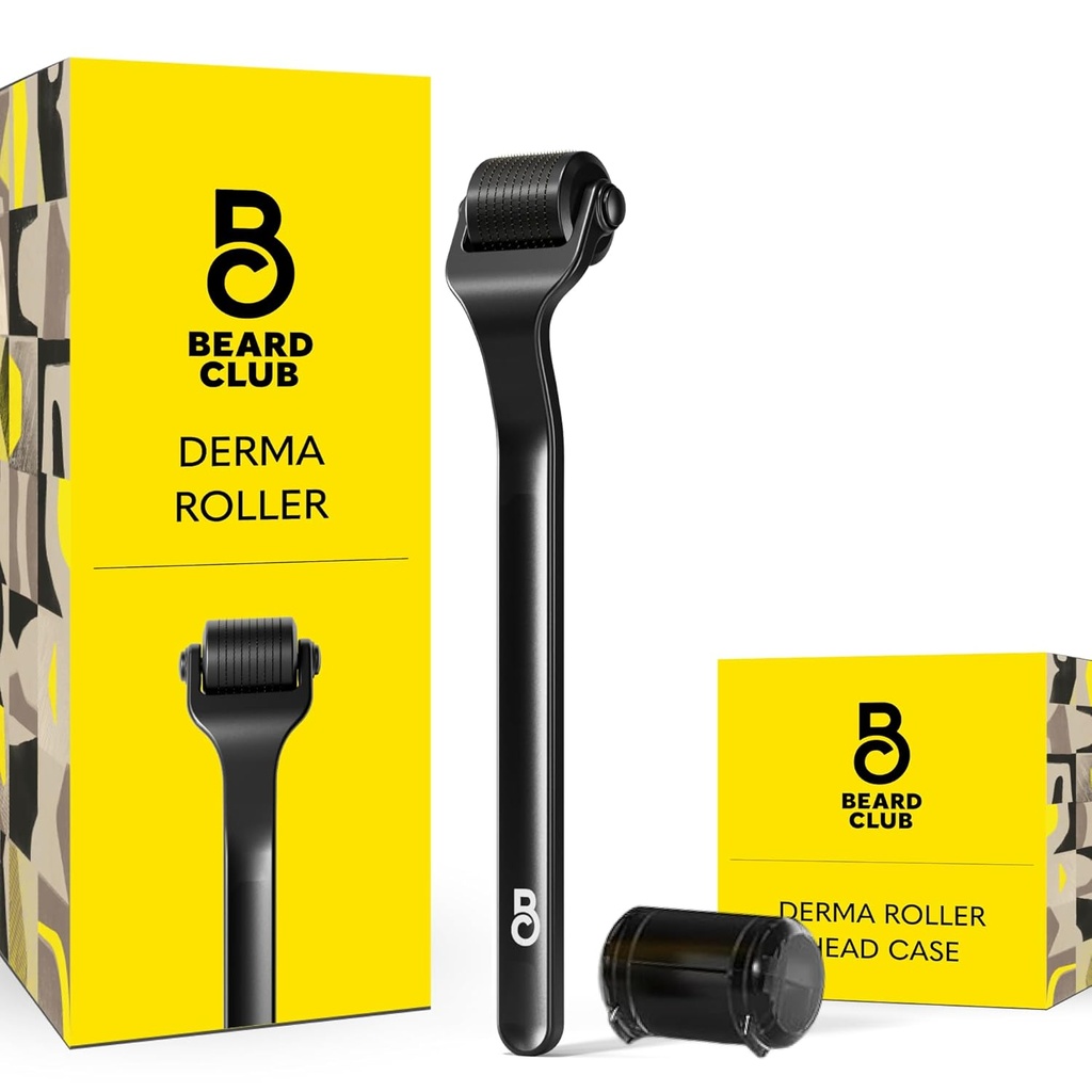 胡子俱乐部 Premium Derma Roller for Face, Body and Scalp - 男子和女子微需求滚动器 540 Titanium Micronedles - 用于头发和胡子 - 重金属处理 - 磁性存储箱