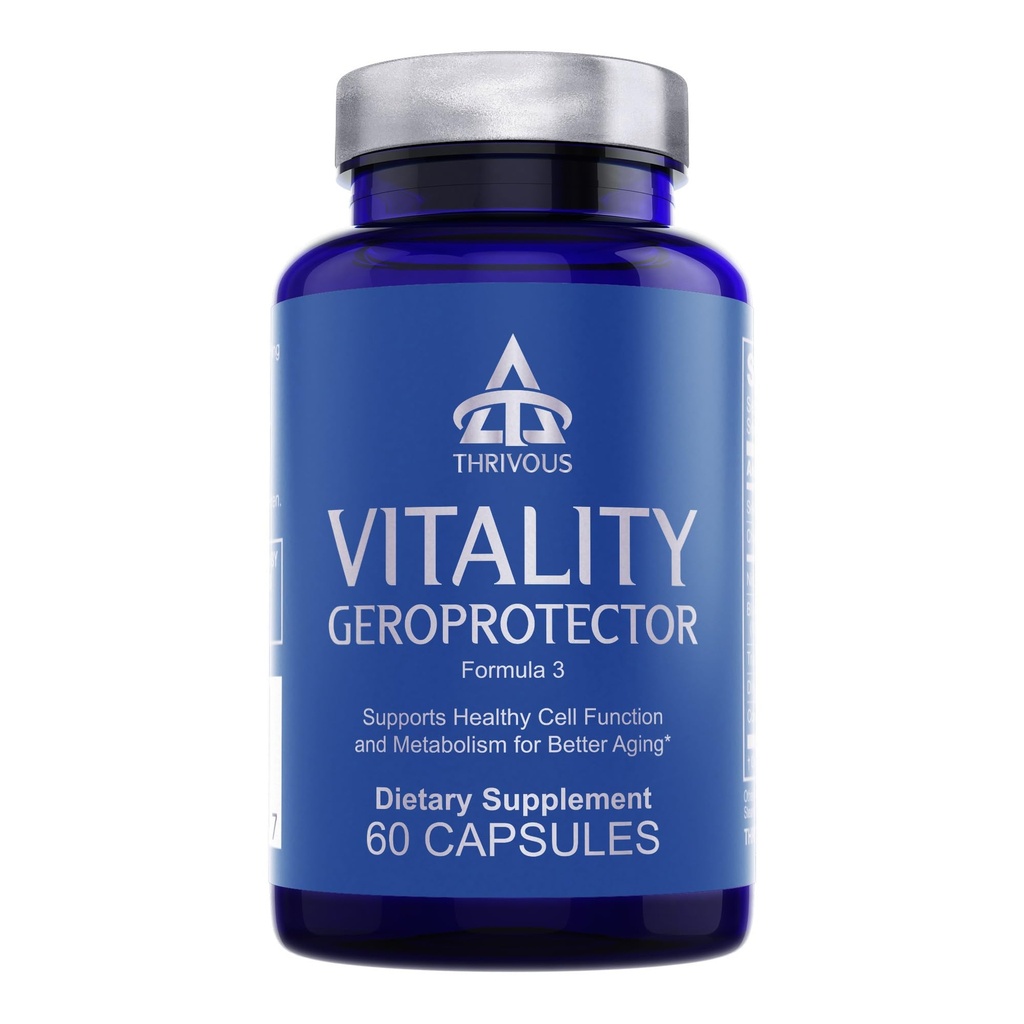 Thrivious Virtuality Gero保护器 — 配有柏柏林,尼科蒂纳米德·里博赛德,Mirtoselect Blueberry,Resveratrol & CoQ10 — 60 Vegan Capsules的元和手机支持补编