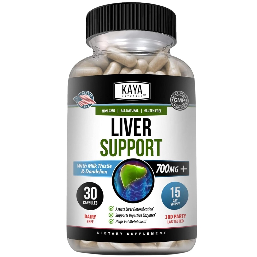 Kaya Naturals Liver Cleanse Detox & Reference - 牛奶硝酸盐补充剂 - Liver Detox for Men and Men - Artichoke 提取剂和丹德利翁根卡普勒斯 - 30 Counters