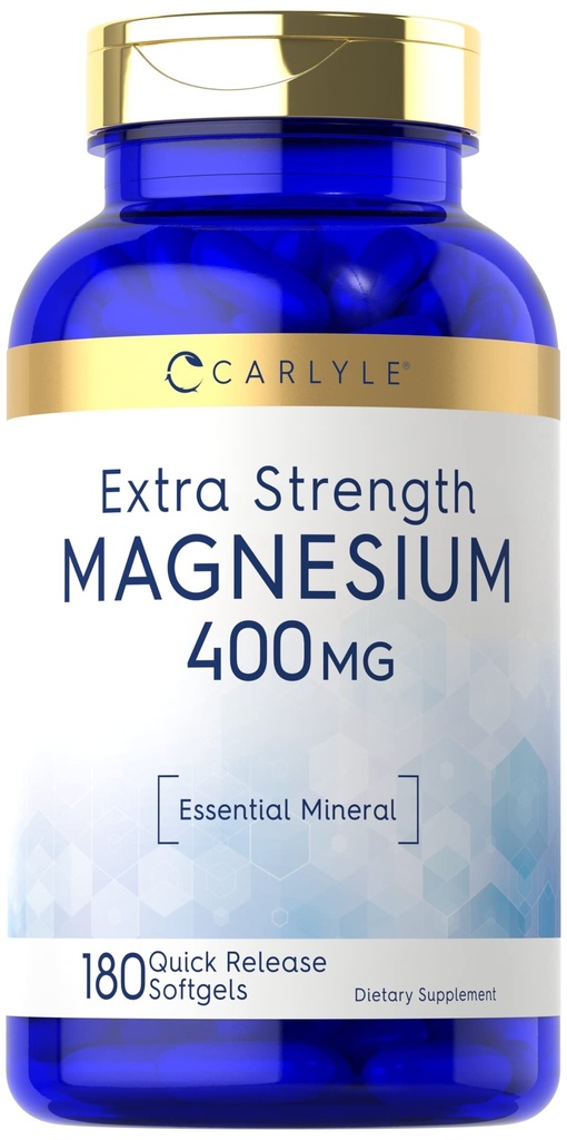 Carlyle Magnesium Oxide 400mg 180 软胶 基本矿物 非GMO 和 Gluten 免费补编