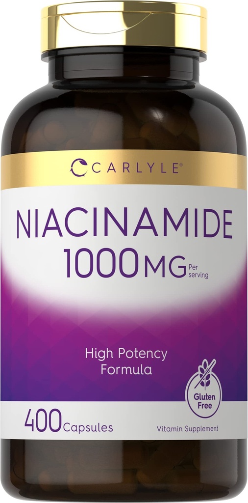 碳酸Niacinamide 1000 mg → 400 Capsules → 高概率公式 → 非 GMO, Gluten Free Supplement