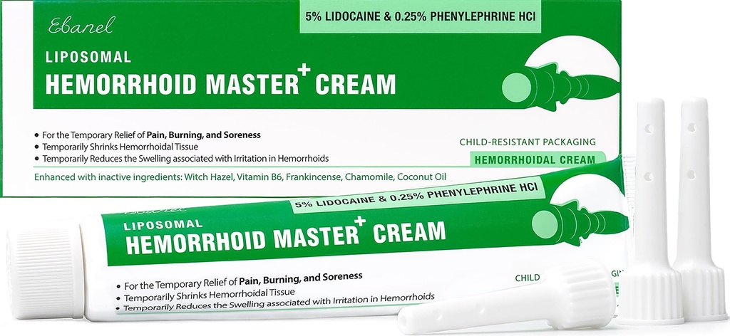 Ebanel 5% Lidocaine 血红蛋白 与巫婆Hazel、Phenylephrine、马栗、维生素B6、锌氧化物、外部和内部血红蛋白治疗 烧伤伊奇 止痛安眠