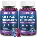 2 Pack 300MG 5-HTP GABA 睡眠补充Gummys 配有200mg L-Thenine 大脑,Mood 稳定剂和睡眠支持,无梅拉托宁,Omega 3-6-9 天然Zzzs,蓝莓火焰