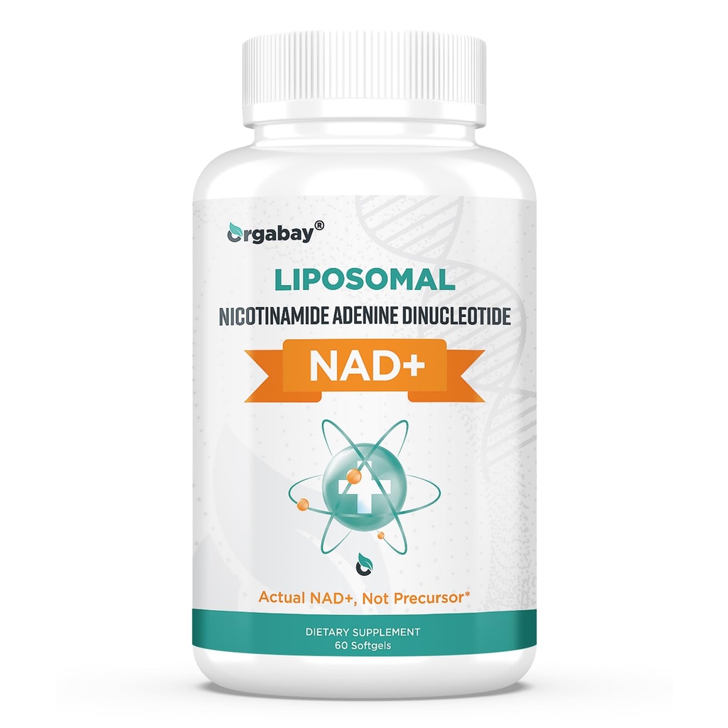 Orgabay Liposomal NAD+ 阿尔加巴伊·利波索马尔 补充500 mg,高吸收,带TMG 250 mg的诱导NAD+,实际NAD+更有效率的Than Nicotinamide Riboside,支持细胞能量,健康衰老 QQ 60软胶